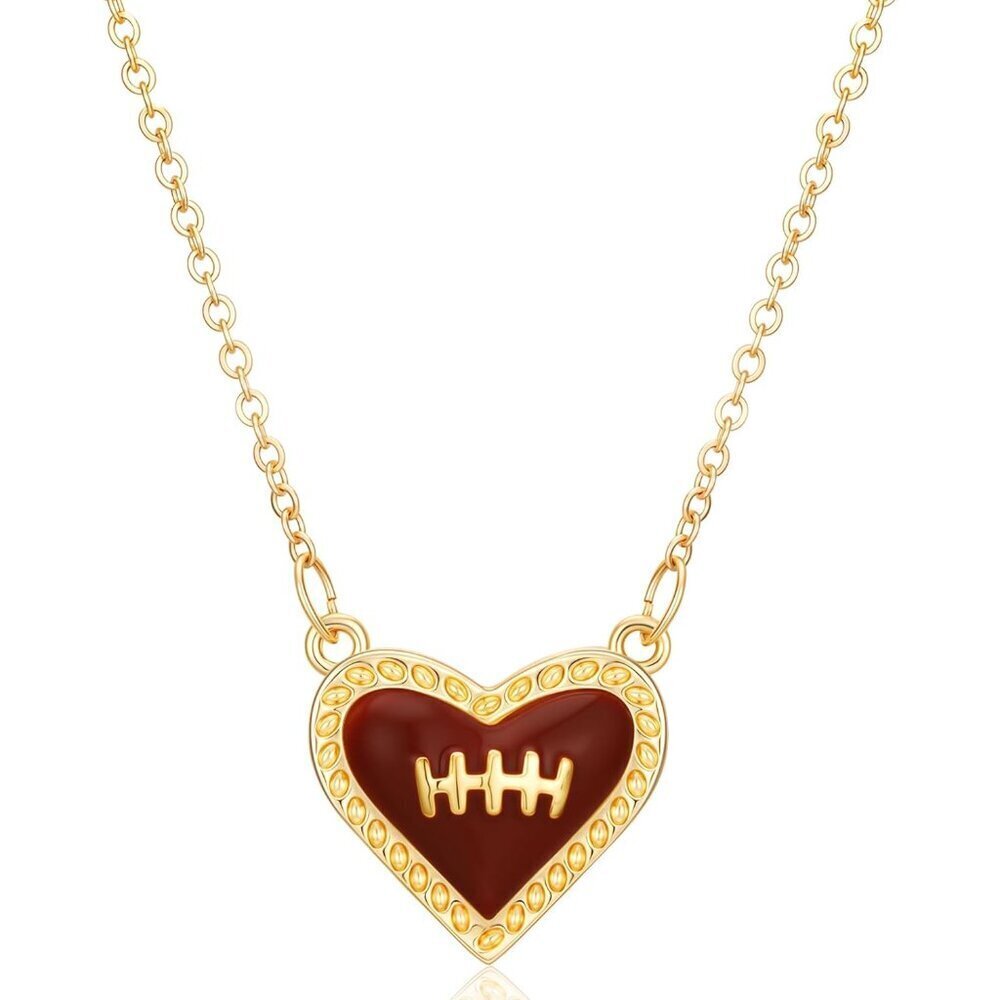 Women's Sterling Silver Heart and Softball Necklace for Sports Fans Gift